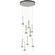 Link 9 Light 20.5 inch Sterling Pendant Ceiling Light in Clear with White Threading, Round