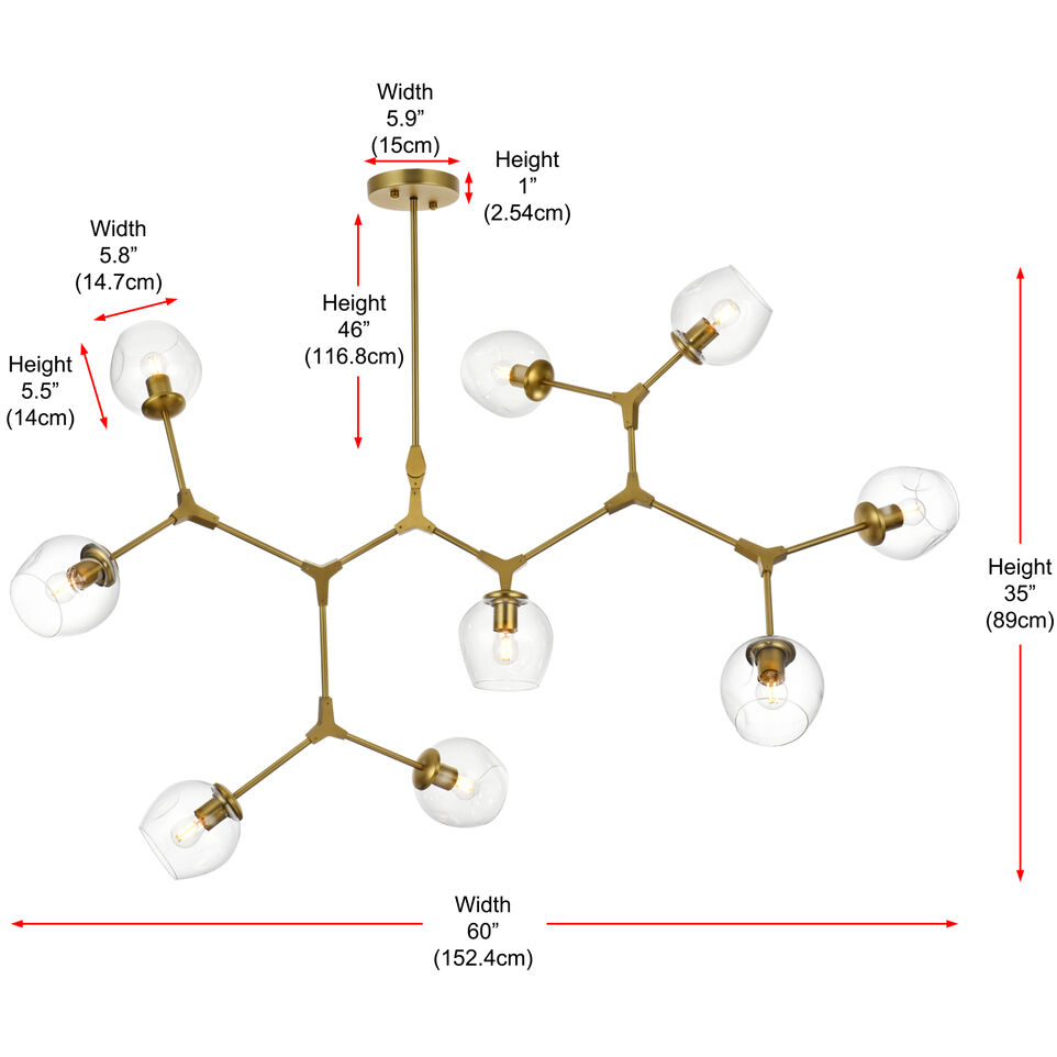 Cavoli 9 Light 35 inch Brass Chandelier Ceiling Light