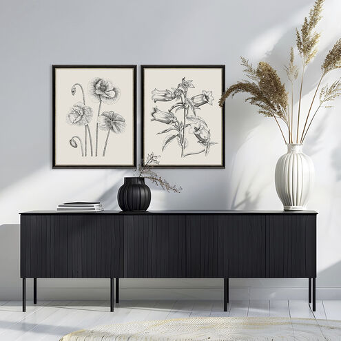 Garden Sketch Black and Beige and Neutral and White Framed Art