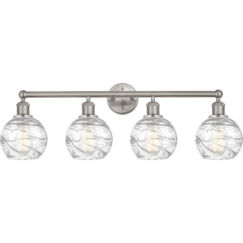 Edison Athens Deco Swirl 4 Light 33 inch Brushed Satin Nickel Bath Vanity Light Wall Light