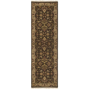 Dinar 96 X 30 inch Tan / Off-White / Dark Brown / Light Brown Handmade Rug