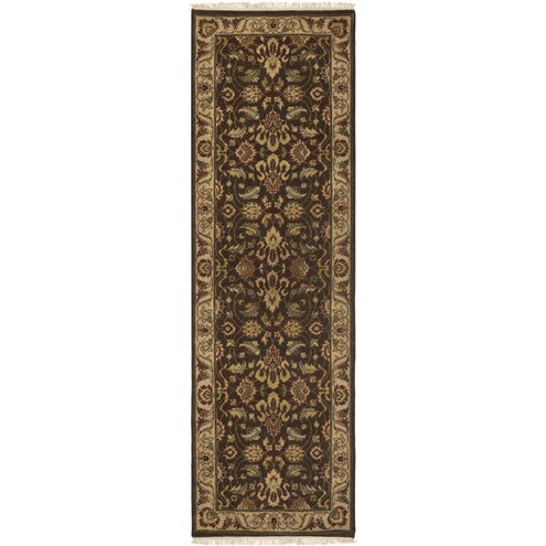 Dinar 96 X 30 inch Tan / Off-White / Dark Brown / Light Brown Handmade Rug