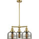 Franklin Restoration Large Bell LED 22 inch Satin Gold Chandelier Ceiling Light in Silver Plated Mercury Glass, Franklin Restoration