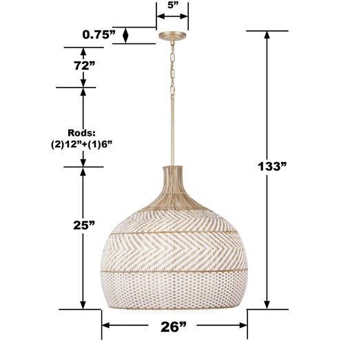 Zanzibar 6 Light 26 inch Soft Gold Pendant Ceiling Light