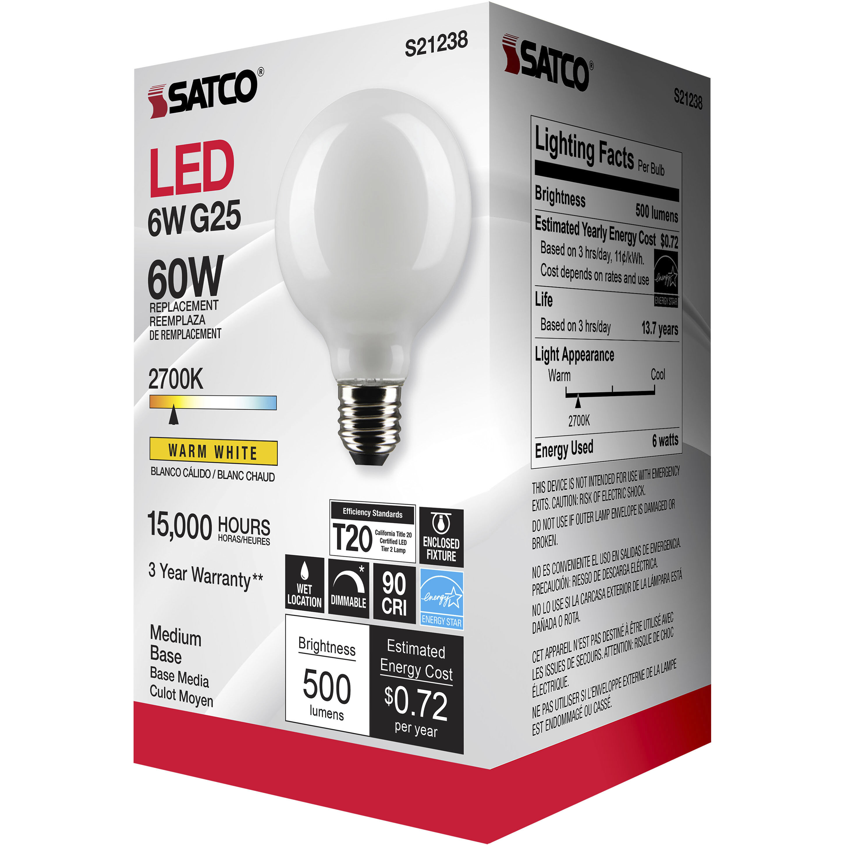 Lumos G25 LED Medium Medium 6W 2700K LED Filament