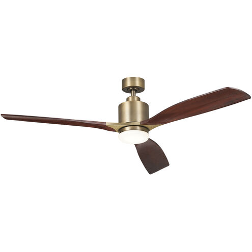 Ridley 60 inch Brushed Natural Brass with Weathered White Walnut/Weathered White Walnut Blades Ceiling Fan