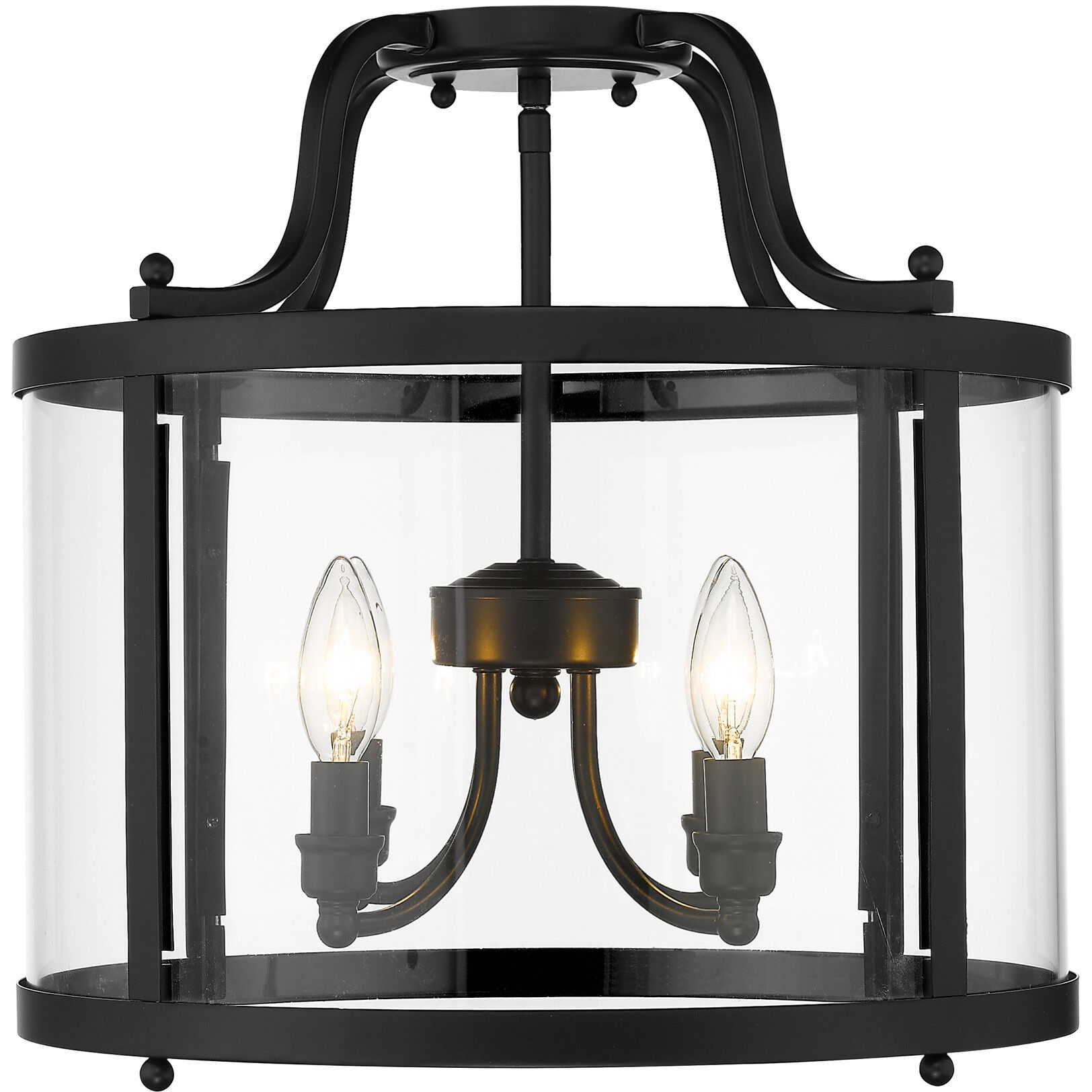 Payton 4 Light 16 inch Matte Black Semi-Flush Mount Ceiling Light, Damp