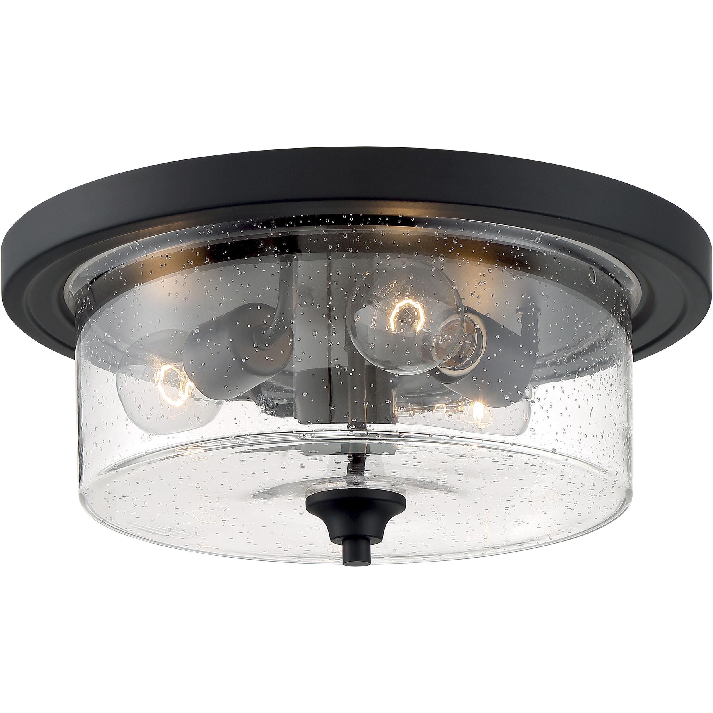 Bransel 3 Light 15 inch Matte Black Flush Mount Fixture Ceiling Light