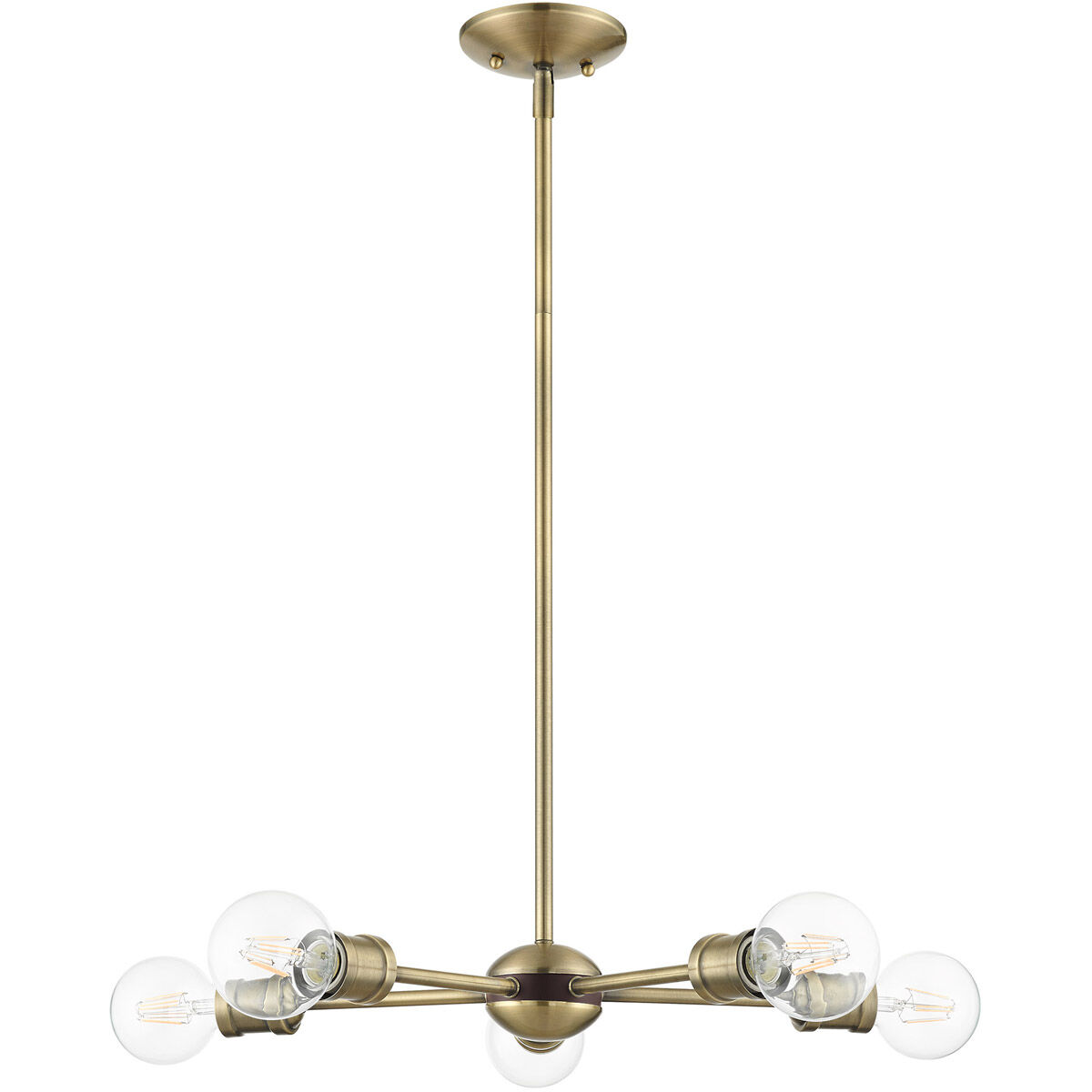 Lansdale 5 Light 19 inch Antique Brass with Bronze Accents Chandelier Ceiling Light