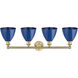 Plymouth Dome 4 Light 34.5 inch Brushed Brass Bath Vanity Light Wall Light in Blue