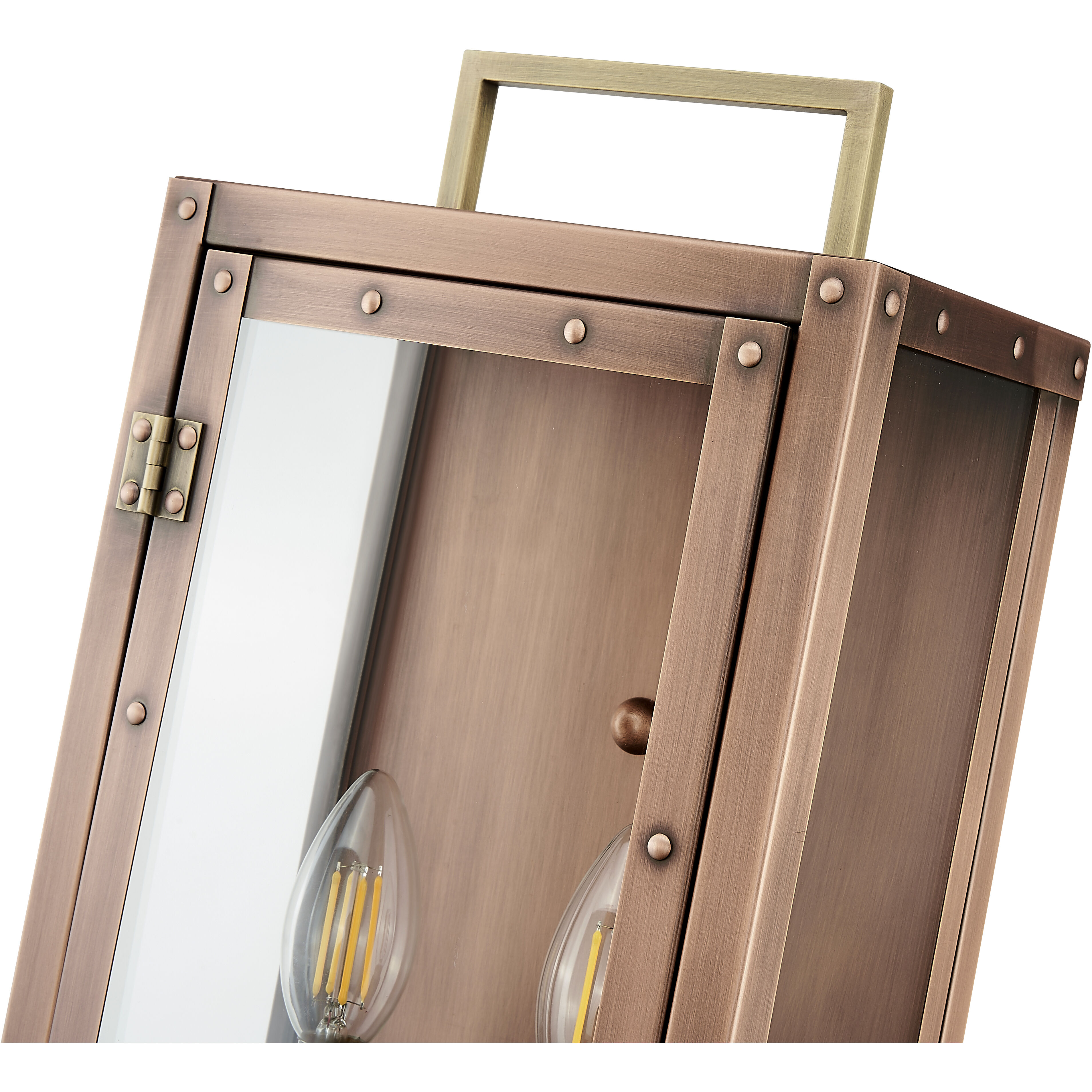 Spencer 2 Light 24 inch Antique Copper with Brass Accents Exterior Wall Mount