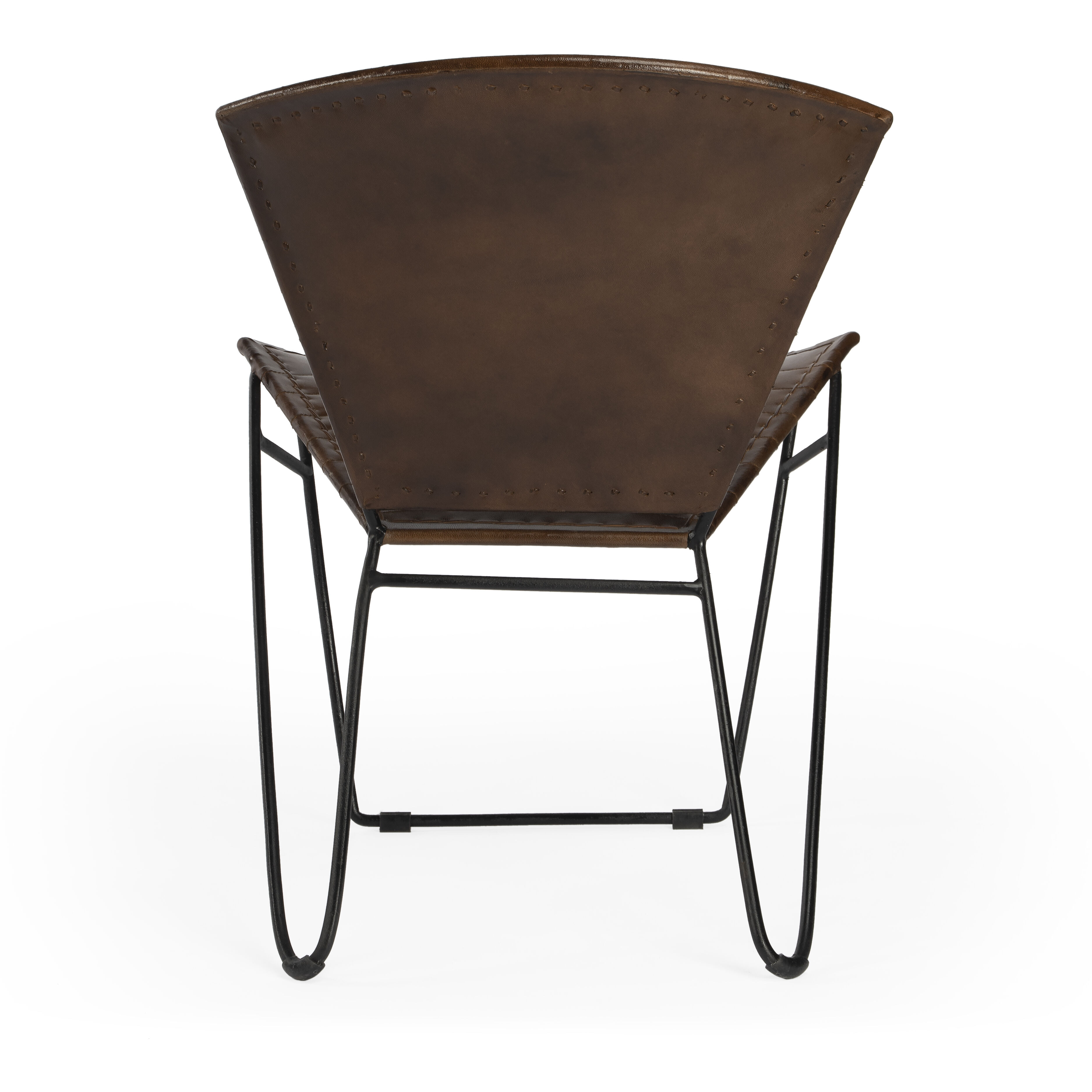 Felix Iron & Leather Accent Chair in Medium Brown