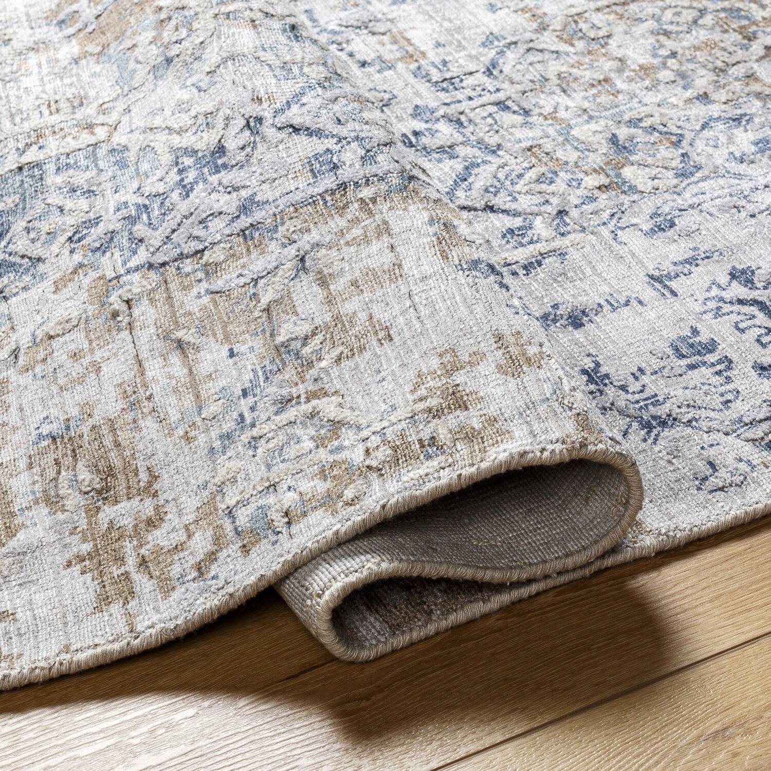 Jordan 96 X 96 inch Deep Teal / Dark Brown / Medium Gray Handmade Rug in 8 Ft Round