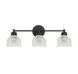 Transitional 3 Light 24.25 inch Matte Black Bathroom Vanity Light Wall Light