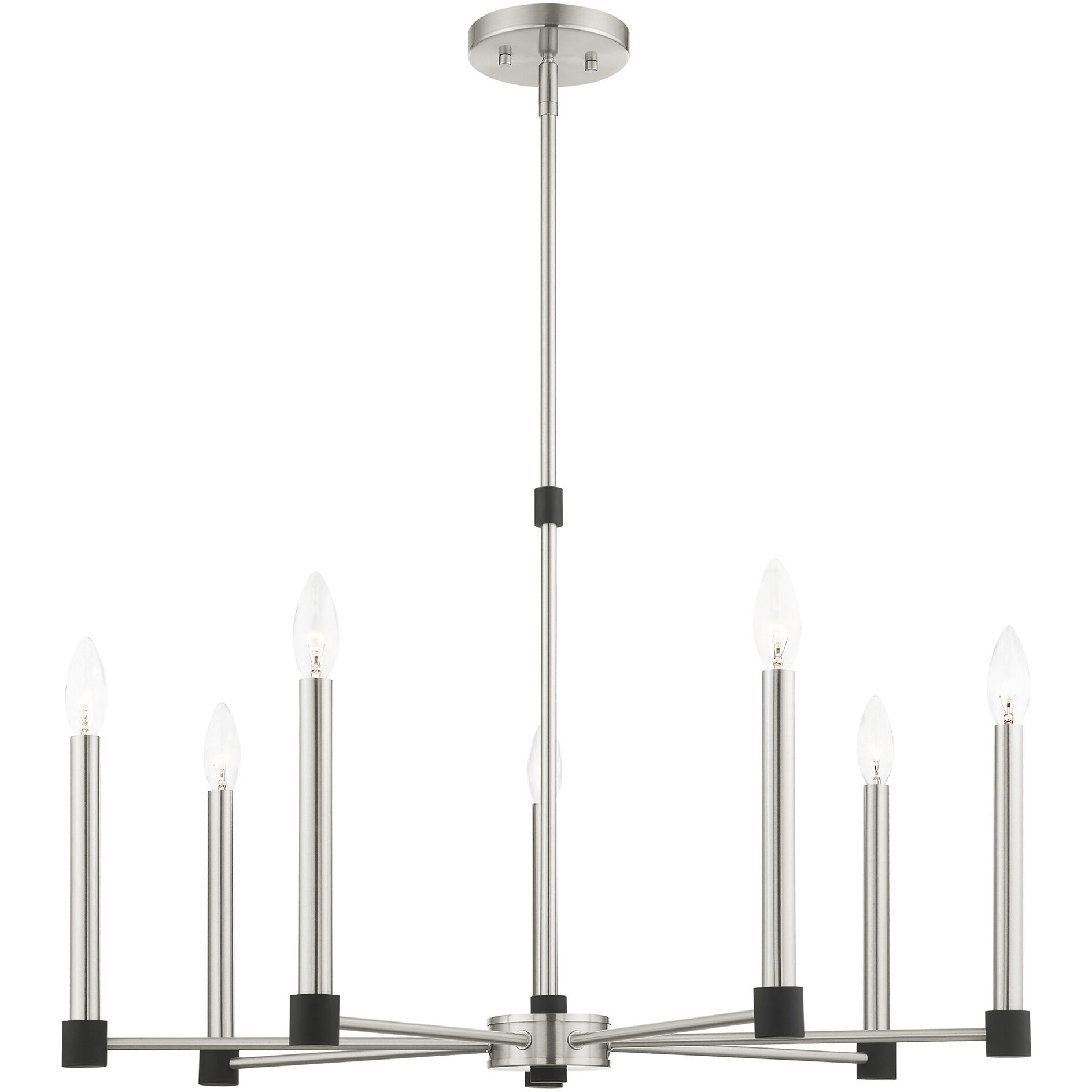 Karlstad 7 Light 28 inch Brushed Nickel with Satin Brass Accents Chandelier Ceiling Light
