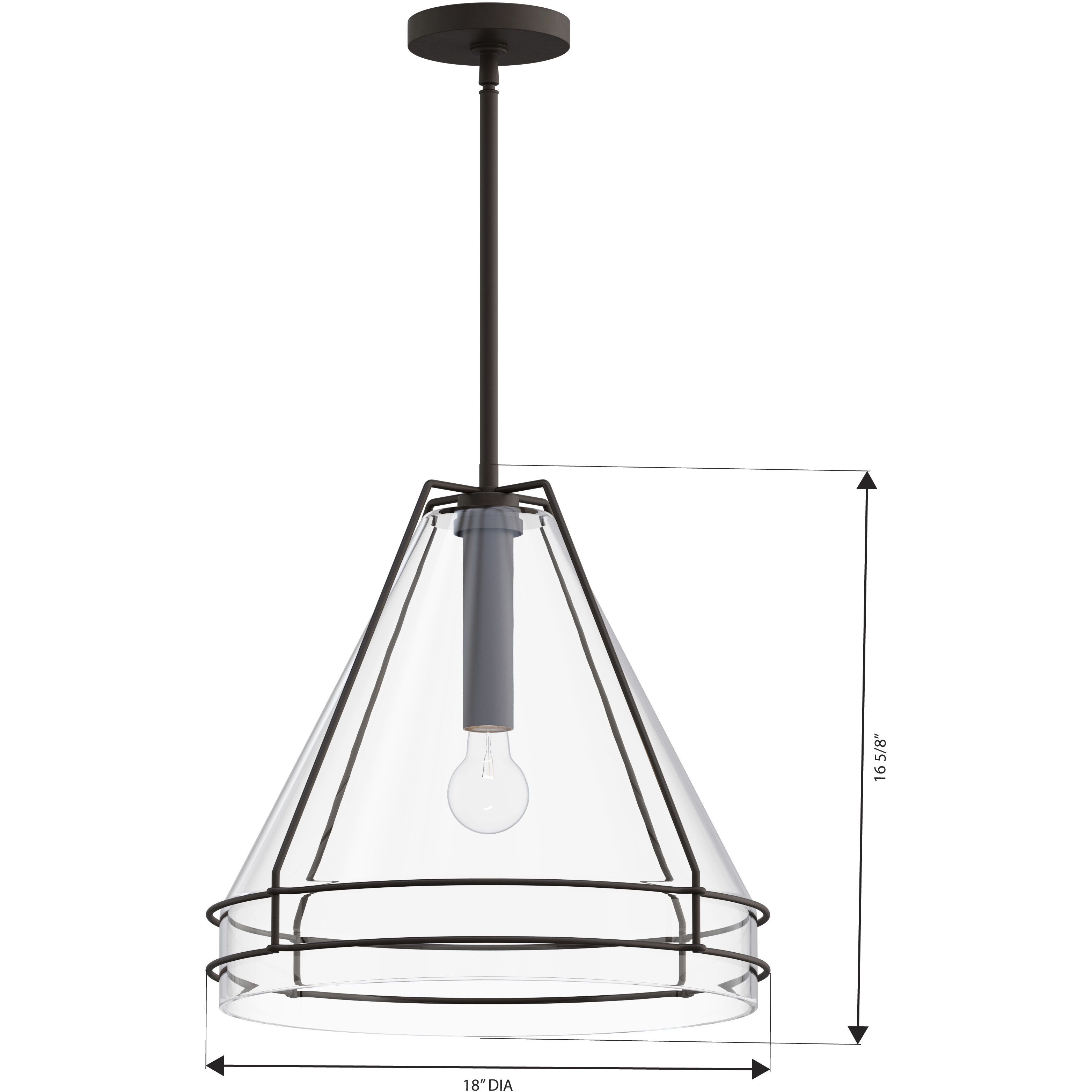 Lorenth 1 Light 18 inch Dark Matte Black Pendant Ceiling Light