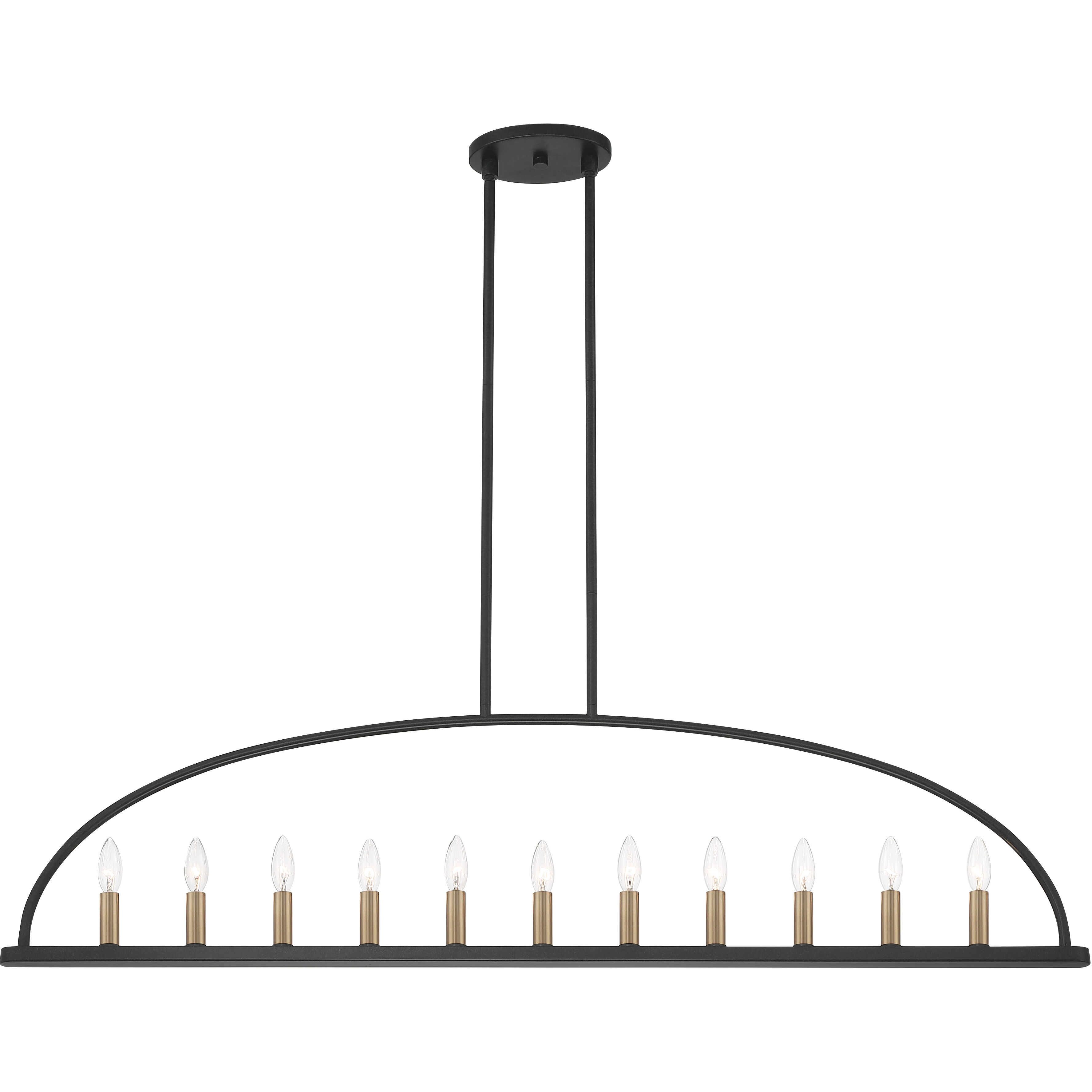 Abbott 11 Light 54 inch Black Linear Chandelier Ceiling Light