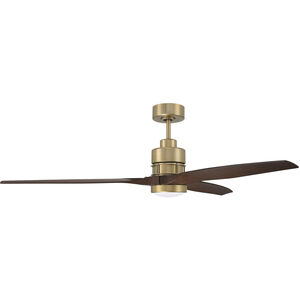 Sonnet 60 inch Satin Brass with Walnut Polycarbonate Blades Ceiling Fan, WiFi