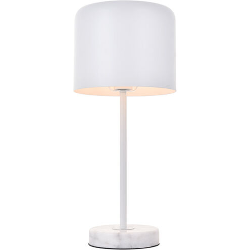 Exemplar 21 inch 40 watt White with White Marble Table lamp Portable Light