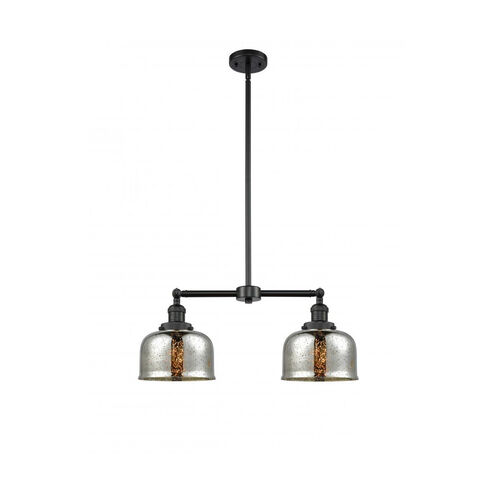 Franklin Restoration Large Bell LED 24 inch Matte Black Chandelier Ceiling Light in Silver Plated Mercury Glass, Franklin Restoration