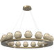 Cabochon LED Gilded Brass with Travertine Stone Chandelier Ceiling Light in Amber, 2700K LED