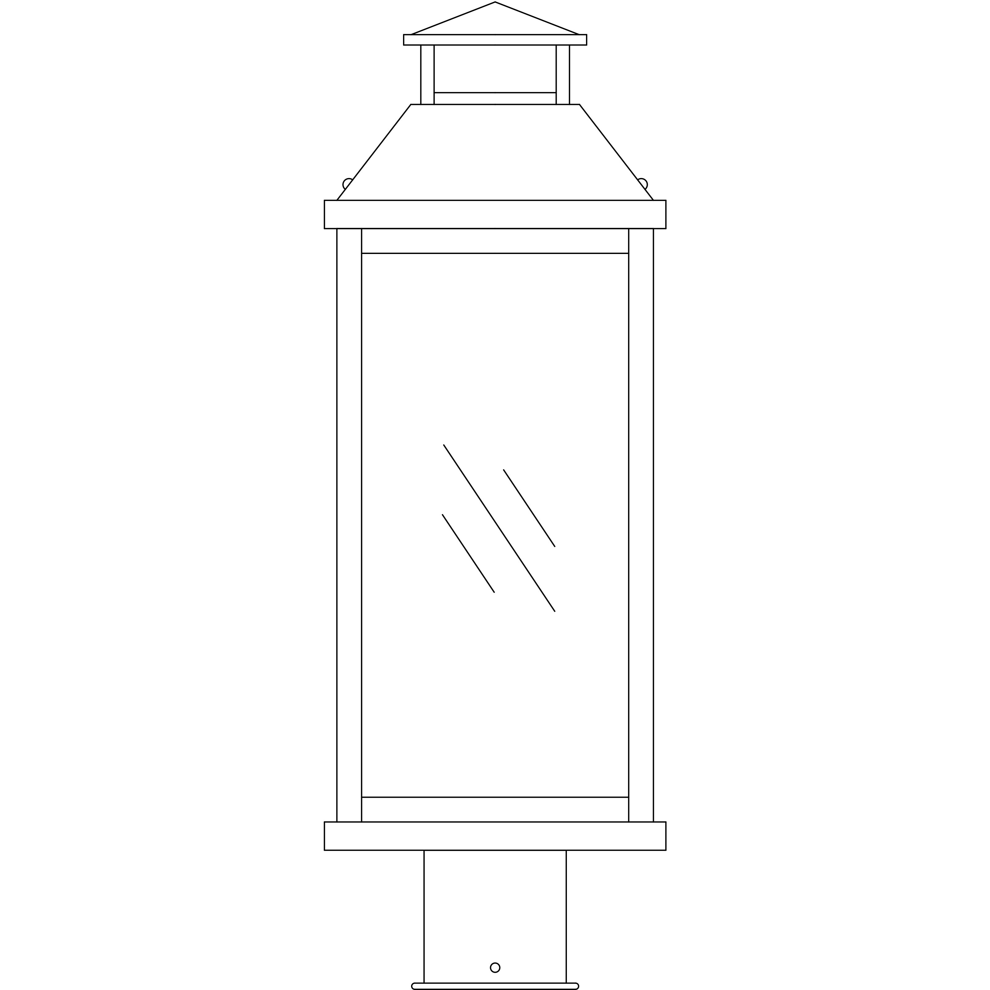 Canterbury 3 Light 17 inch Pewter Post Mount in Almond Mica