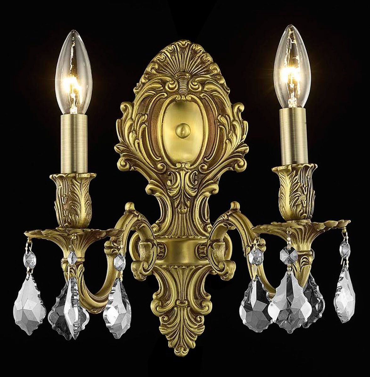 Monarch 2 Light 10 inch French Gold Wall Sconce Wall Light in Clear, Royal Cut