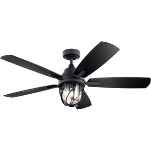 Lydra 52 inch Distressed Black with Walnut Blades Ceiling Fan