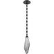 Rock Crystal LED 6 inch Matte Black Pendant Ceiling Light in 3000K LED, Smoke, Rectangular Chain
