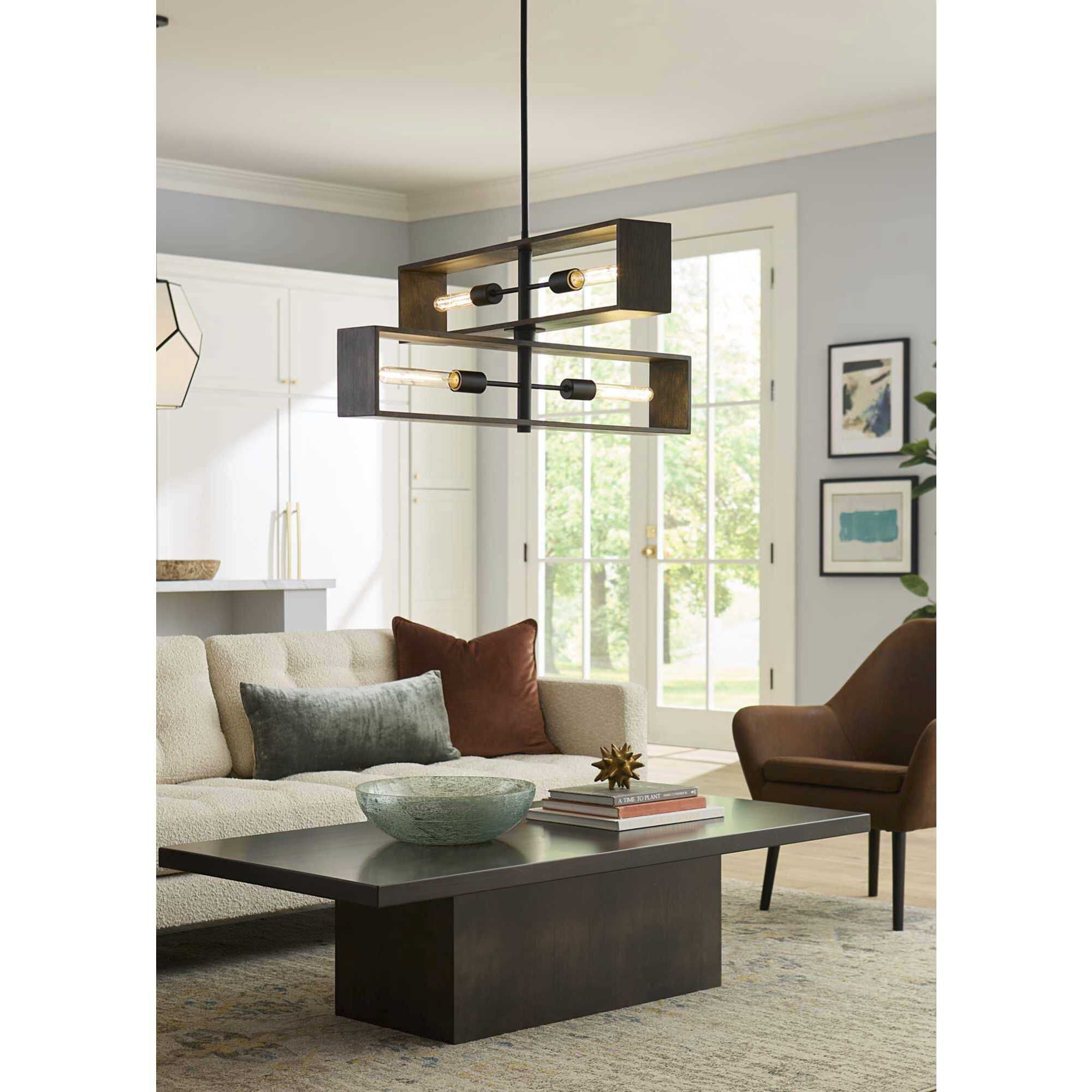 Boundary 4 Light 30 inch Matte Black Chandelier Ceiling Light, Design Series