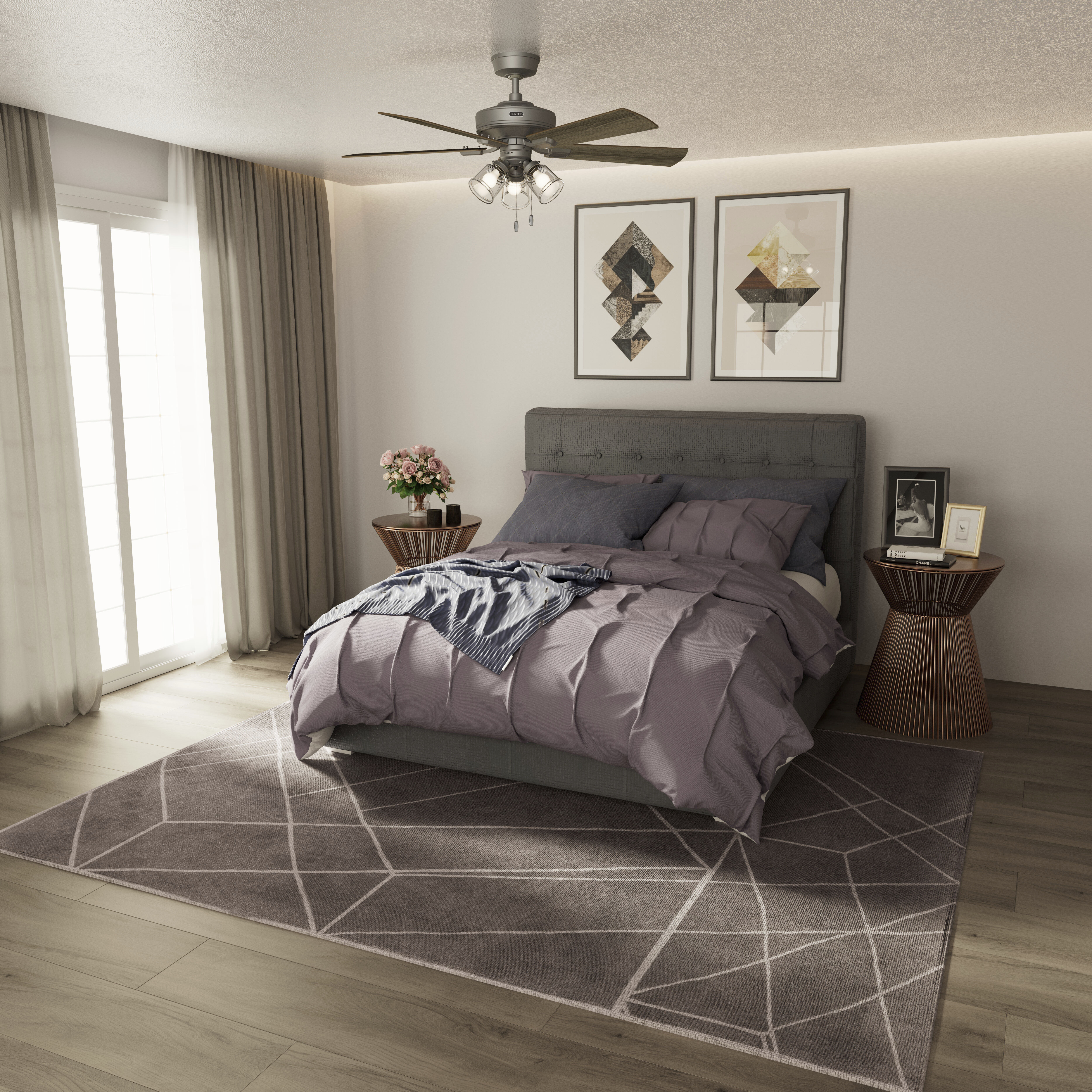 Crestfield 52 inch Matte Silver with Light Gray Oak/Warm Grey Oak Blades Ceiling Fan