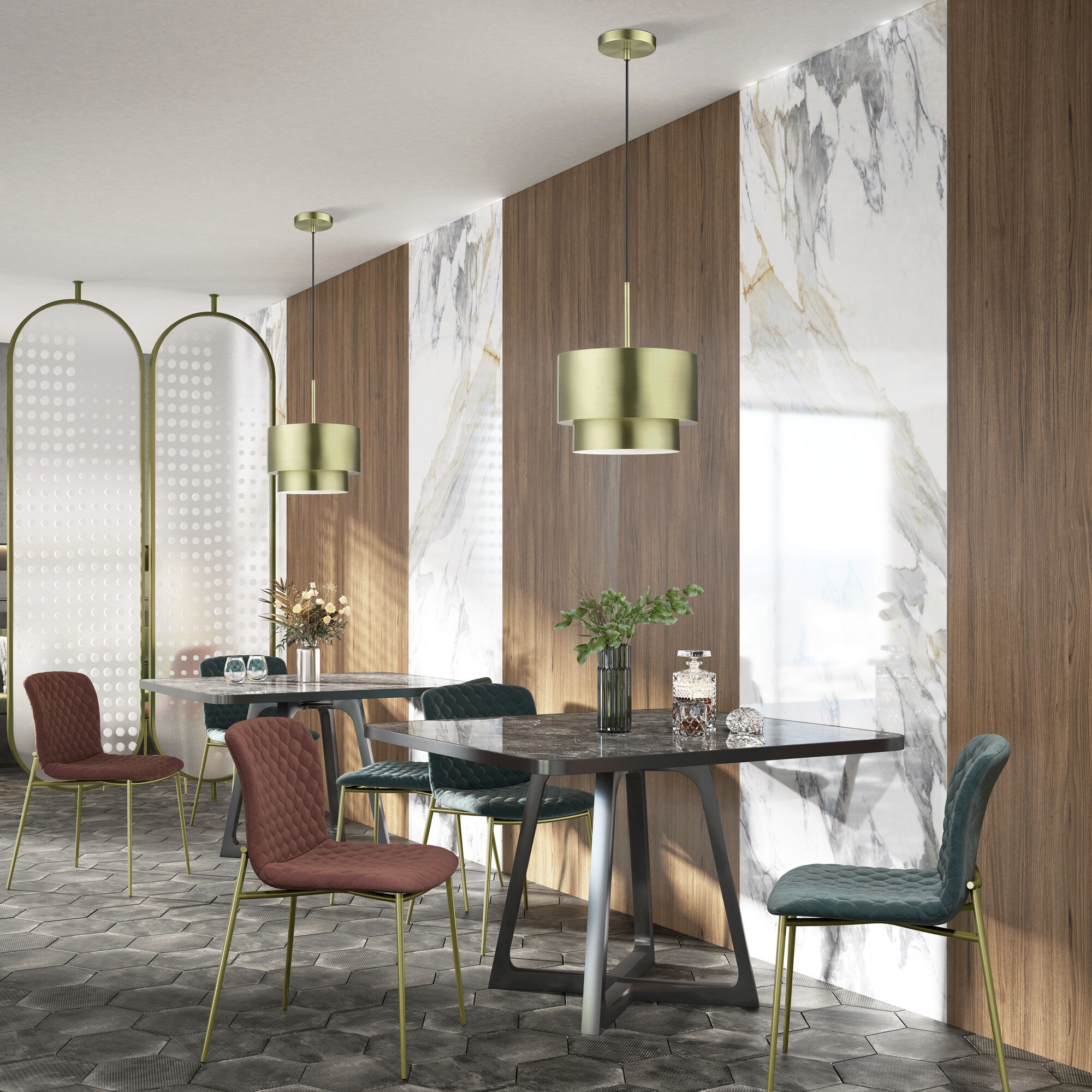 Zolana 1 Light 12 inch Antique Brass Pendant Ceiling Light