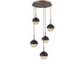 Cabochon LED Burnished Bronze with Black Marble Pendant Chandelier Ceiling Light in Amber, 2700K LED