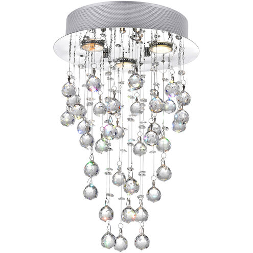 Rain Drop 3 Light 12 inch Chrome Flush Mount Ceiling Light