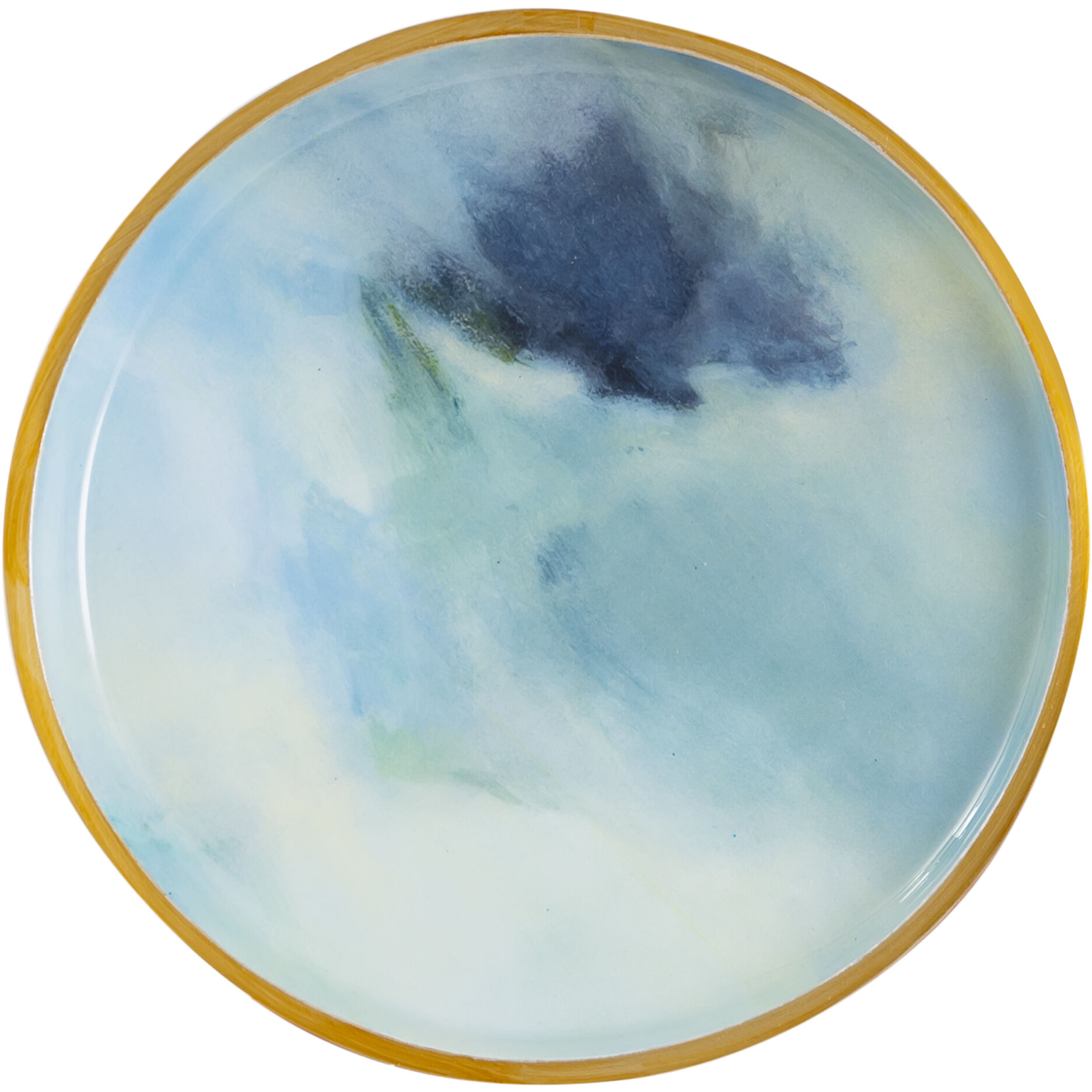 Aura Light Blue Enamel with Brushed Brass Tray, Set of 3