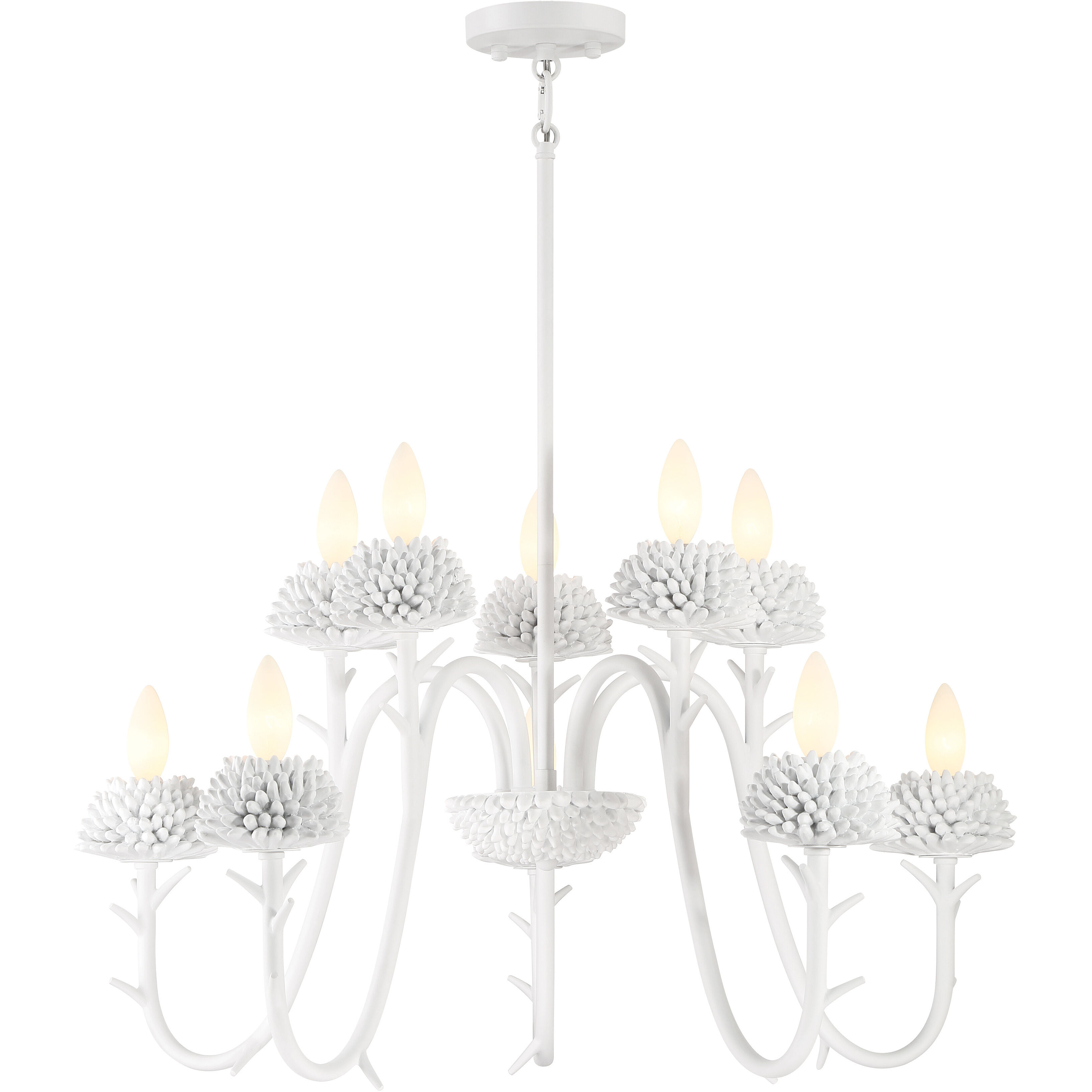 North Fork 10 Light 30 inch Sand White Chandelier Ceiling Light, Two Tier