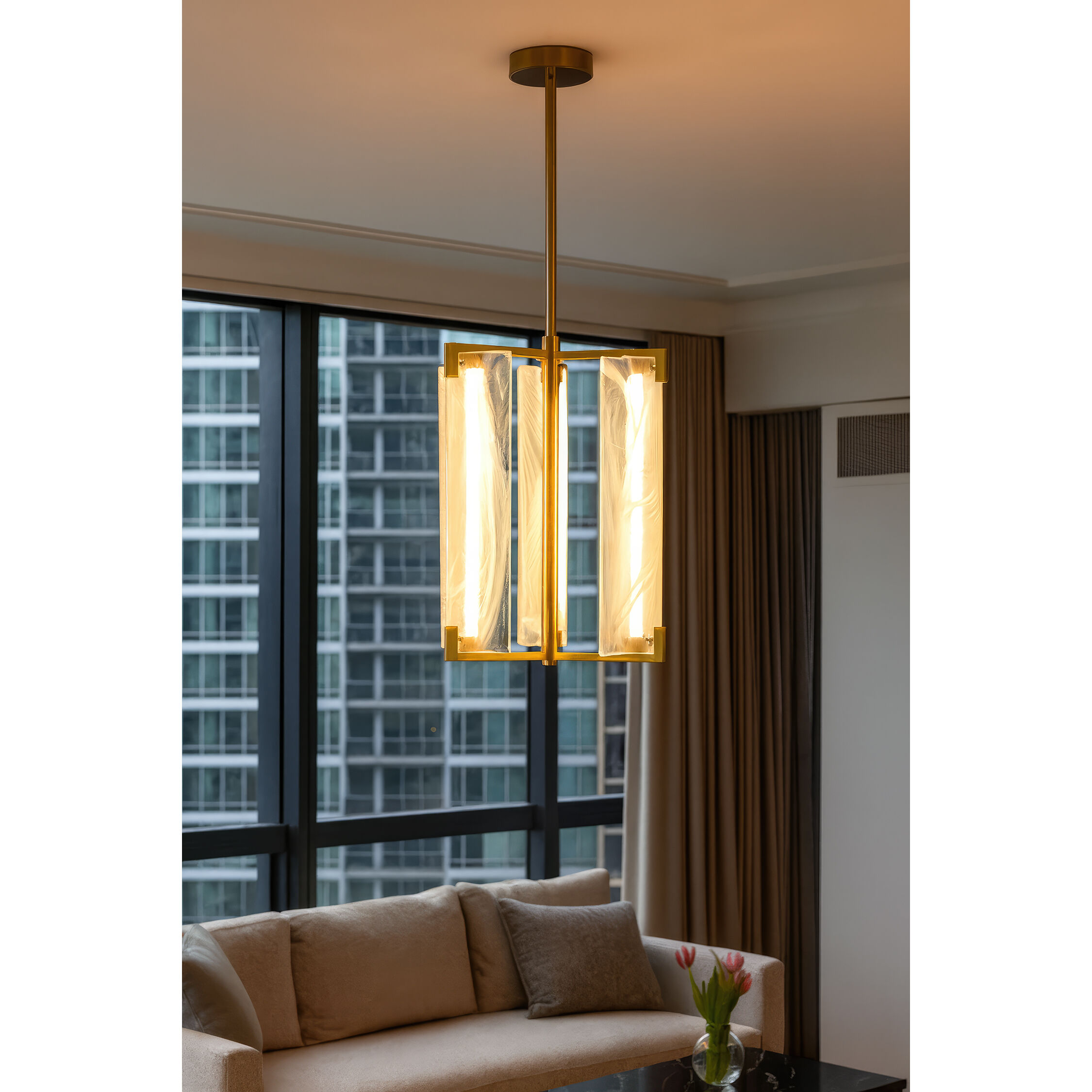 Mingle 3 Light 17 inch Satin Brass Pendant Ceiling Light
