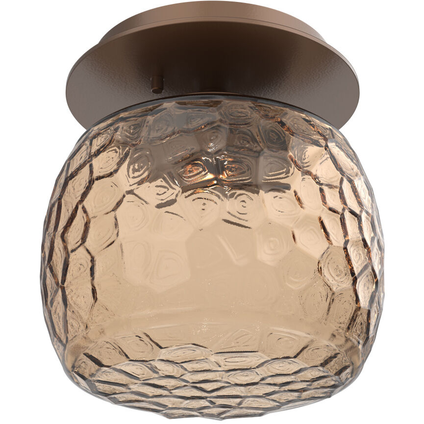 Vessel LED Burnished Bronze Sconce/Flush Mount Ceiling Light in 2700K LED, Bronze Blown Glass