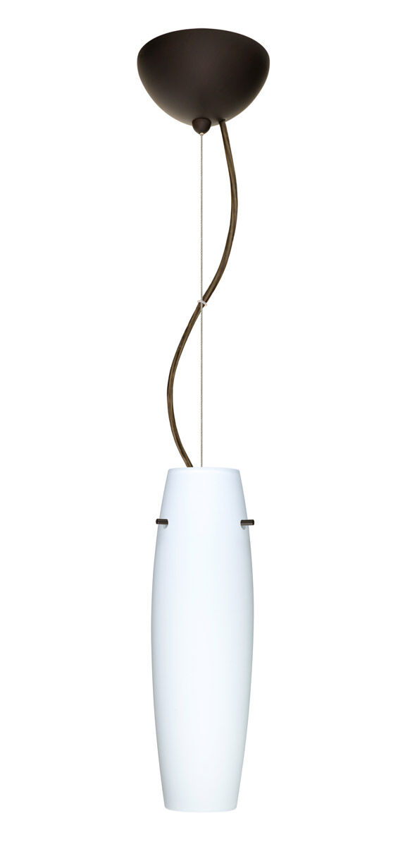 Suzi 1 Light Bronze Pendant Ceiling Light in Incandescent, Opal Matte Glass