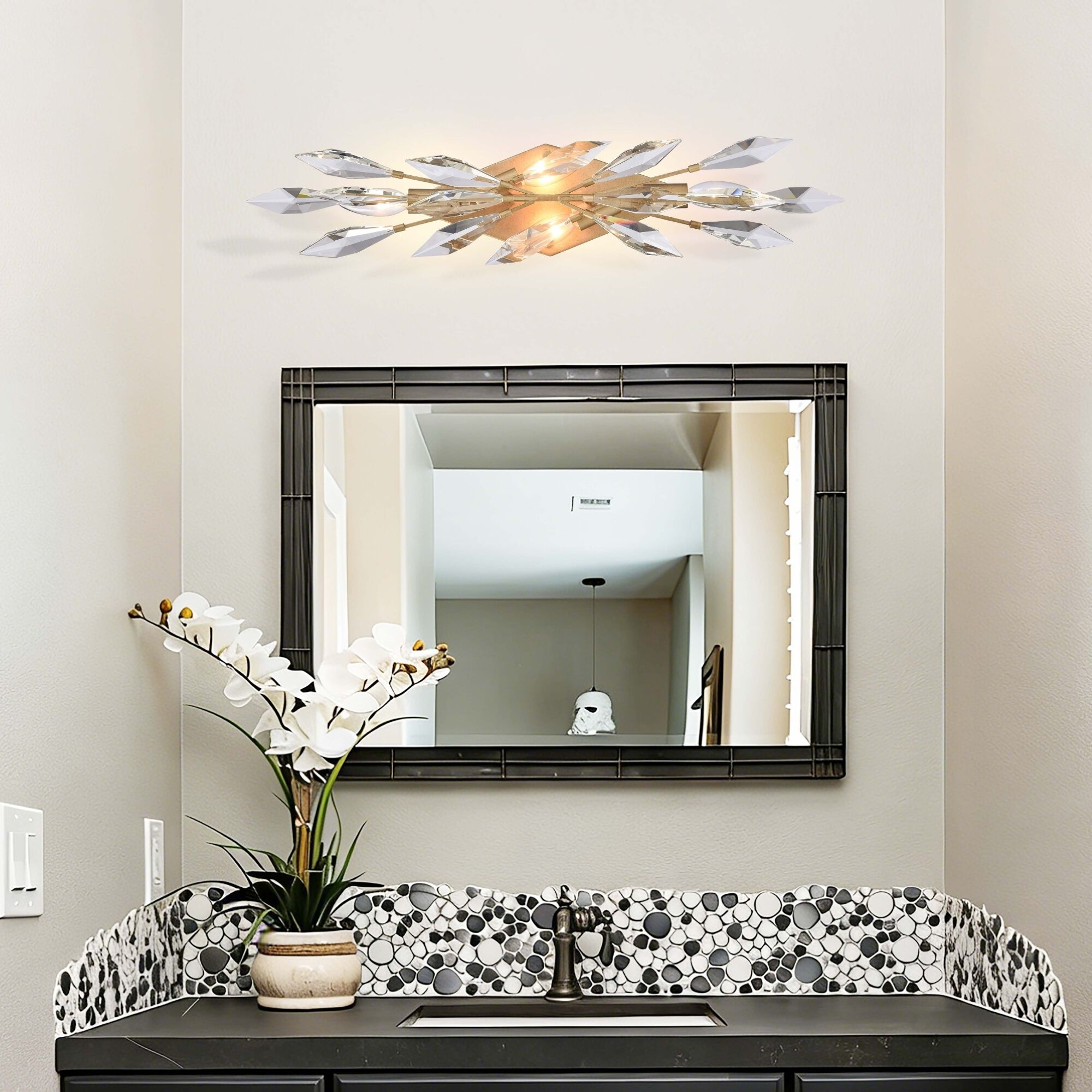 Crystal Fusion 4 Light 25.5 inch Peruvian Gold Bath Vanity Wall Light