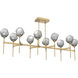 Gem LED Gilded Brass Linear Pendant Ceiling Light in 3000K LED, Smoke, Belvedere