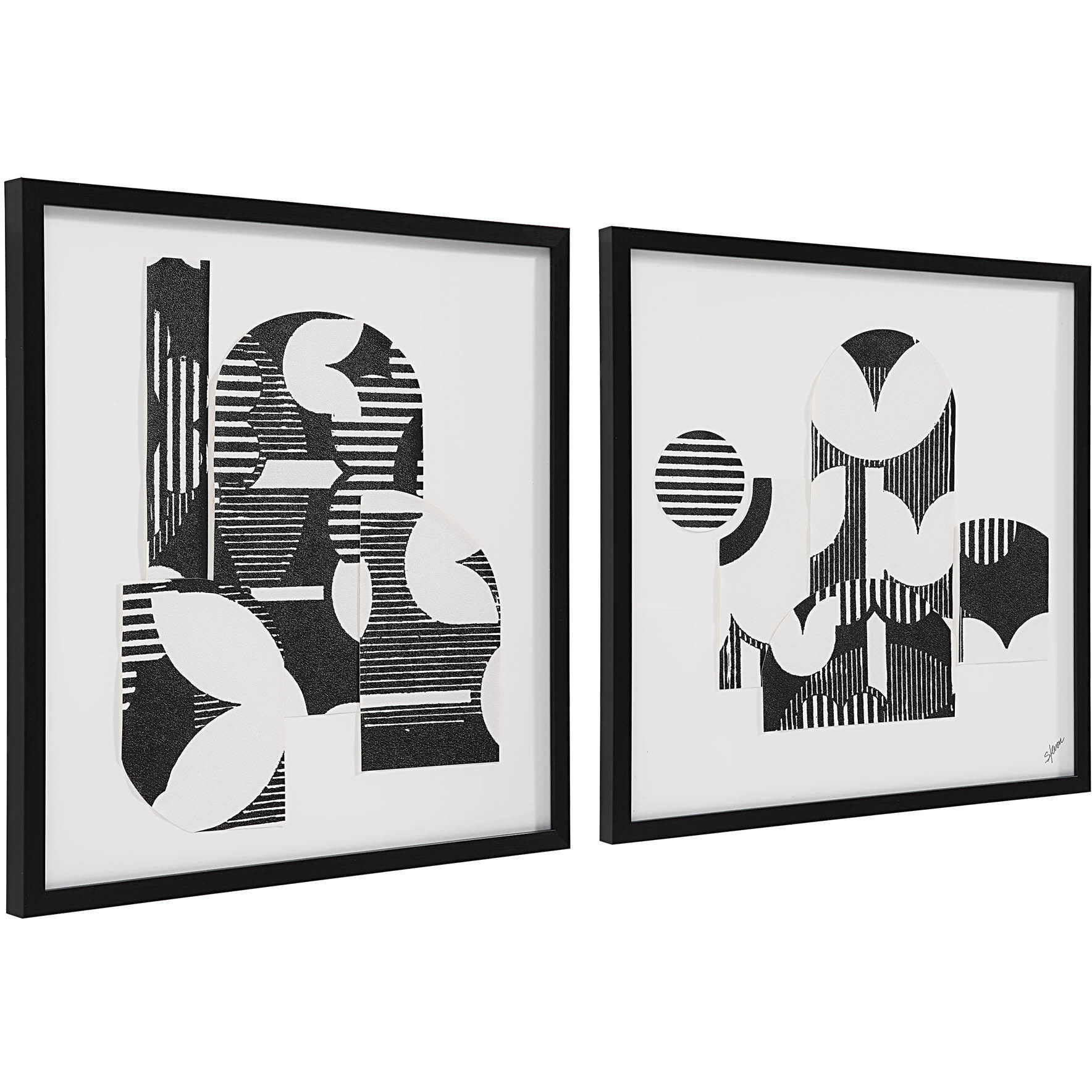 Stratus Black/White Wall Art, 2 Piece