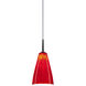 Zara 1 Light 3.9 inch Chrome Pendant Ceiling Light in Red Glass