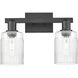 Arcadia Hadley 2 Light 15.5 inch Matte Black Bath Vanity Light Wall Light in Clear