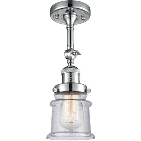 Franklin Restoration Small Canton LED 6 inch Polished Chrome Semi-Flush Mount Ceiling Light in Seedy Glass, Franklin Restoration