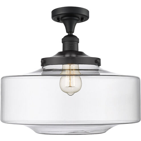 Franklin Restoration Bridgeton LED 11.75 inch Brushed Brass Semi-Flush Mount Ceiling Light in Clear Glass