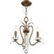 Serafina 3 Light 17 inch Hand Applied Venetian Golden Bronze Convertible Mini Chandelier/Ceiling Mount Ceiling Light
