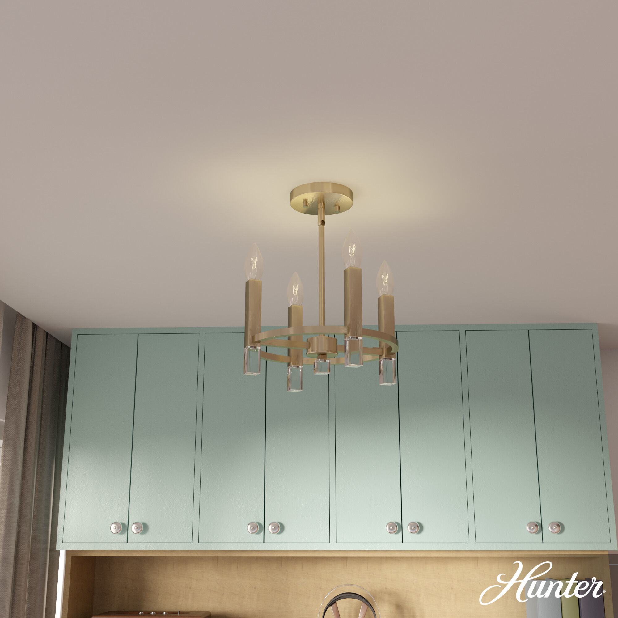 Sunjai 4 Light 12 inch Palm Gold Semi-Flush Mount Ceiling Light