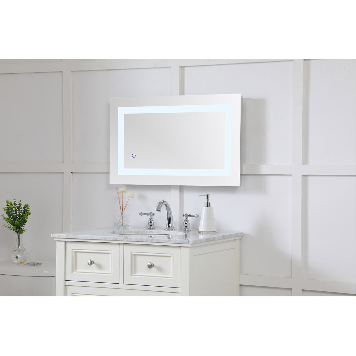 Helios 30 X 18 inch Silver Lighted Wall Mirror