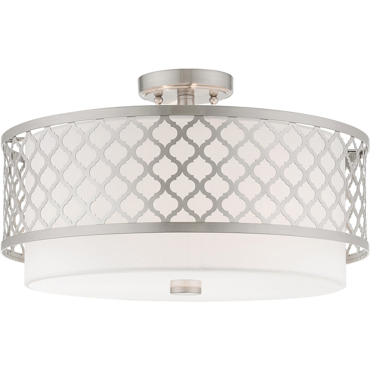 Arabesque 3 Light 18 inch Brushed Nickel Semi-Flush Mount Ceiling Light